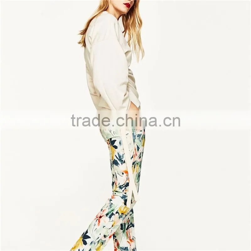 Custom Design Female Fitted Cotton Multicoloured Floral Dress Pants