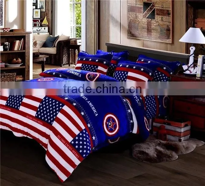 2017 NEW DESIGN FLAG FLANNEL 4PCS BEDDING SET