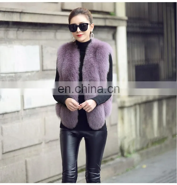 2014 Europe and America New Design Fox Fur Vest Fashion Women Fox Fur Vest