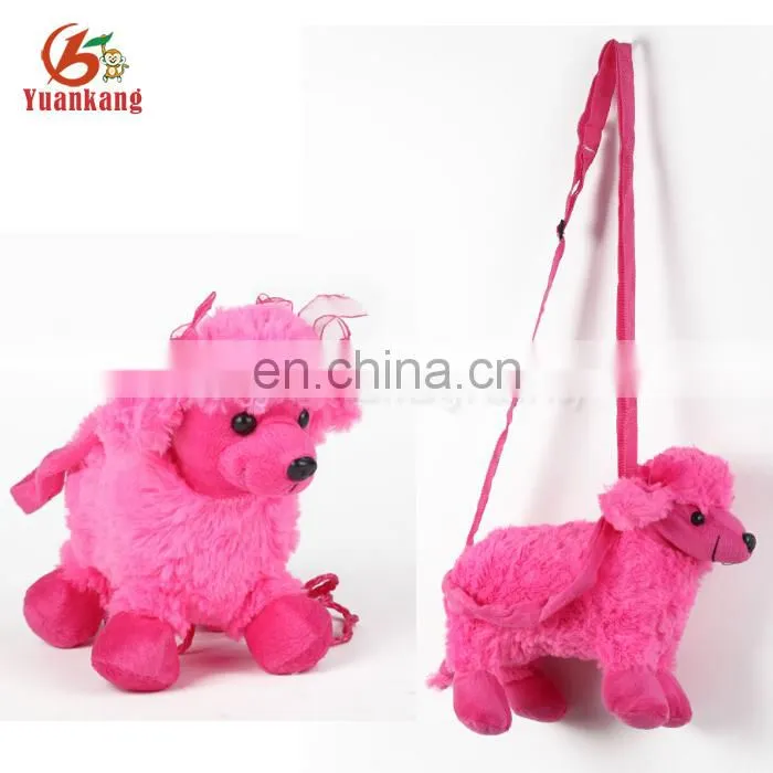 Creative factory price stuffed animal shaped plush dog handbag for kids