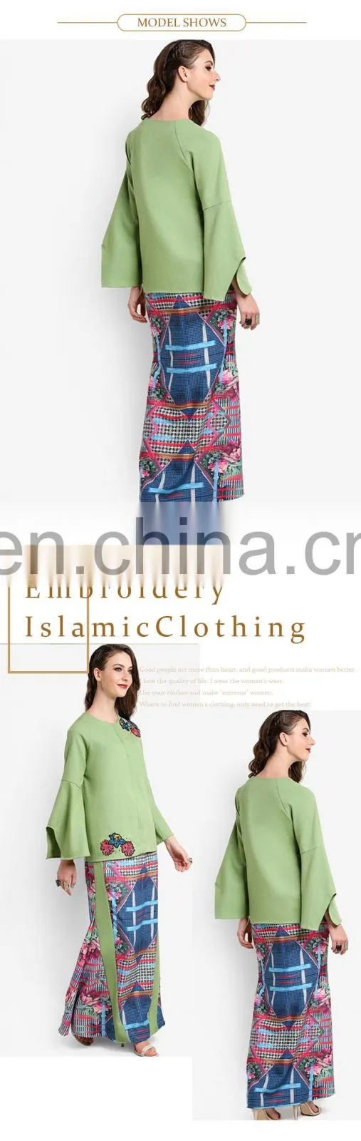 digital printing and embroidery women islamic baju kurung clothing
