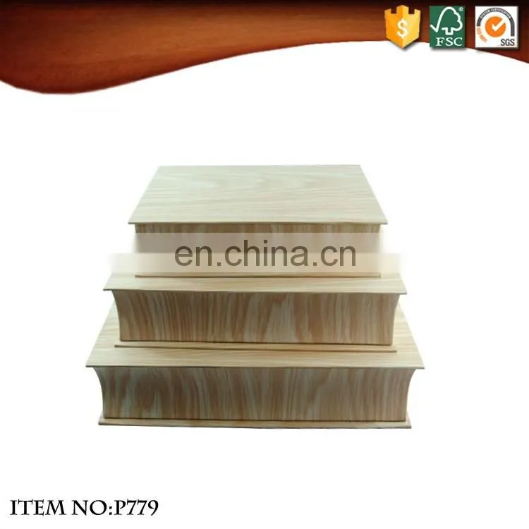 Wholesale wooden paper fake book customize design storage book shaped gift box,book shape box with magnet
