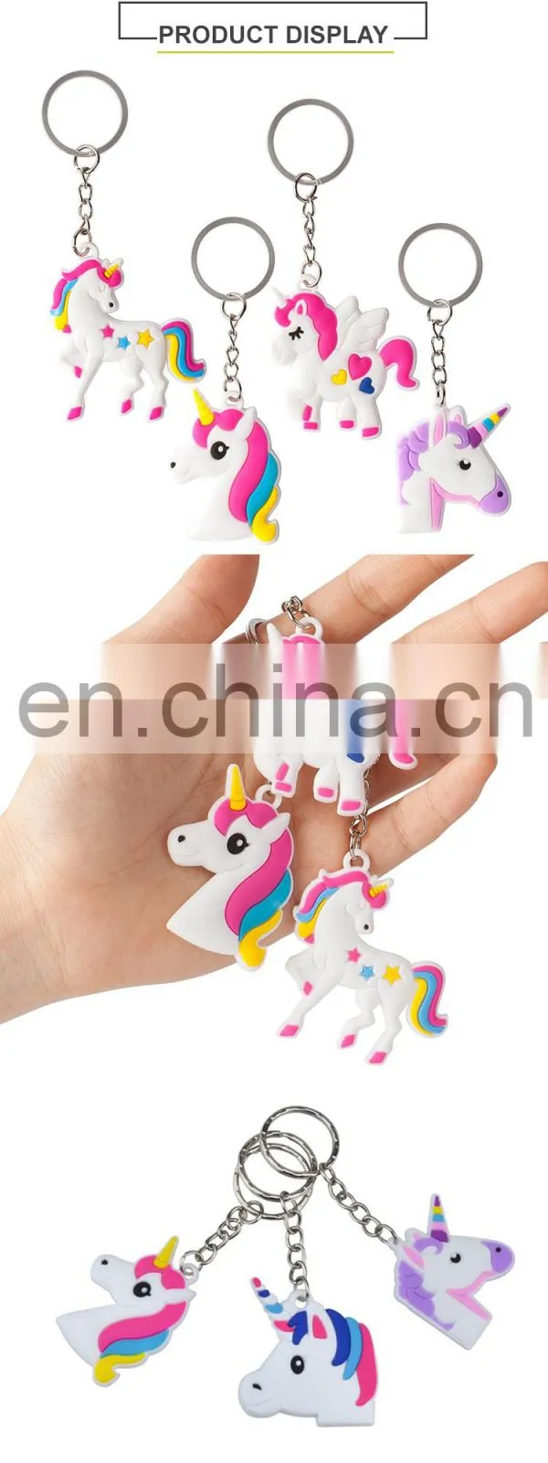 Newest soft PVC rubber unicorn keychain
