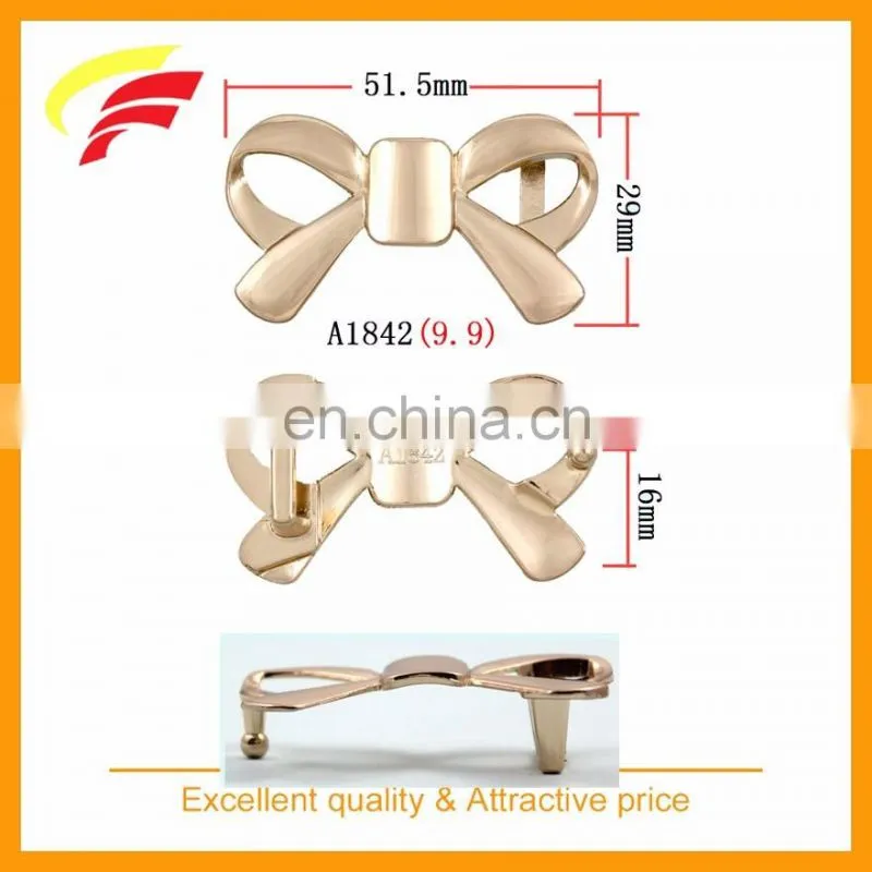 zinc alloy metal butterfly knot shape press clamp belt buckle with custom size