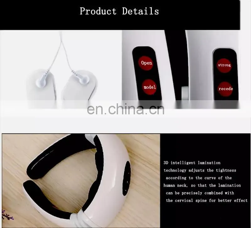 Electric U Shape Back Neck Shoulder Electrical Pulse Shock Body Massager Remote Control With Heat Portable EMS Neck Massager