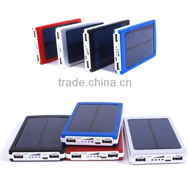 2014 good sell high efficiency 10000mah dual usb output solar power bank