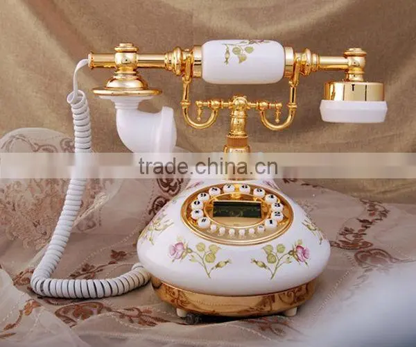 basic corded antique brass telephone