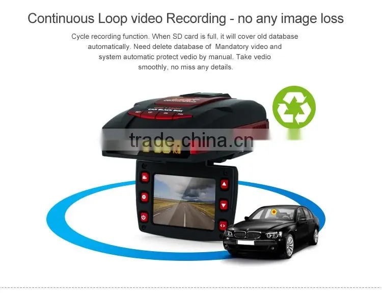 Economy 3 in 1 radar detector and GPS, Car black box 1080P DVR H.264 Dash Camera