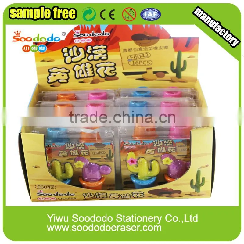3D puzzle rubber cactus shaped erasers for school