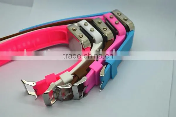 silicone wristband mirror led watch with silicone band, bright led lights,alloy watch case