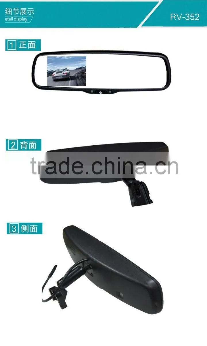 2014 best selling 3.5 inch Digital LCD monitor Car monitor Rearview mirror connect to car cameras