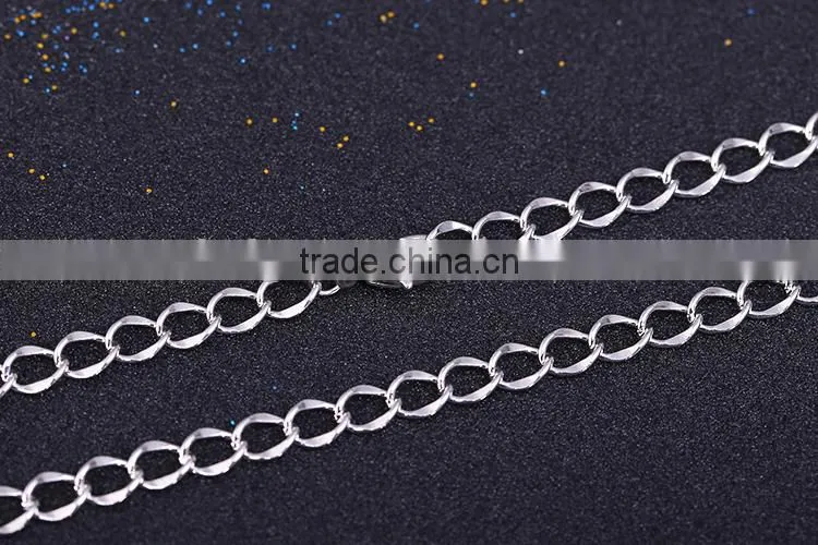 Hot Sales Wholesale Fashion Rhodium Plated Beautiful Curb Chain Of Necklace