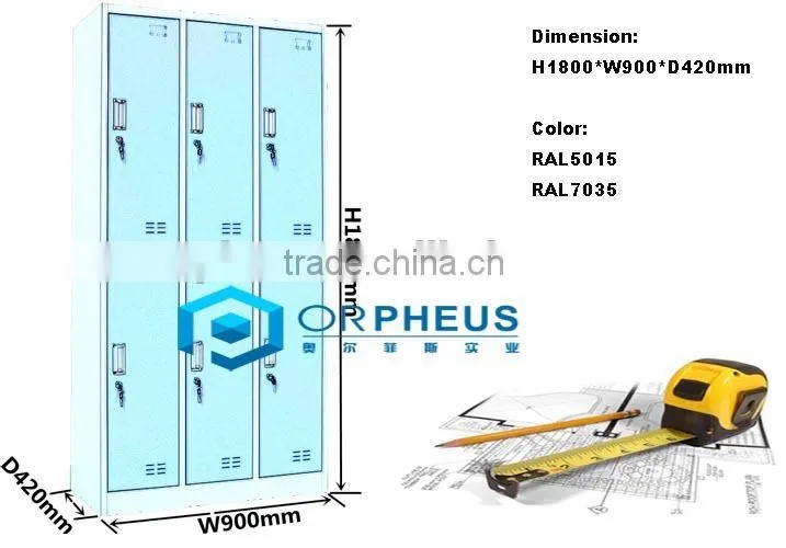 School Locker Rooms and Bathrooms Storage Cabinet Furniture Student Clothes and Book Rack Knock Down Lock Metal School Locker