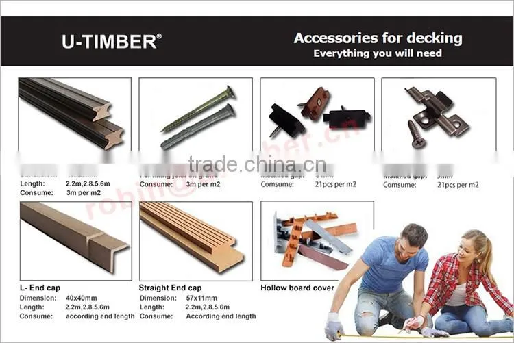 Outdoor wood plastic composite solid WPC decking