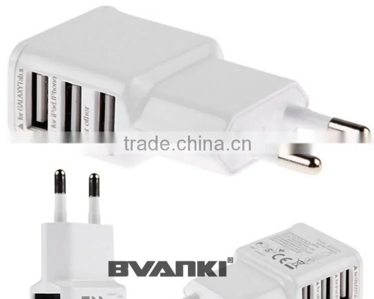 2016 new premium Travel universal multi port usb charger 3 port usb Wall Charger Adapter 5V 2A for Samsung for iPhone for HTC