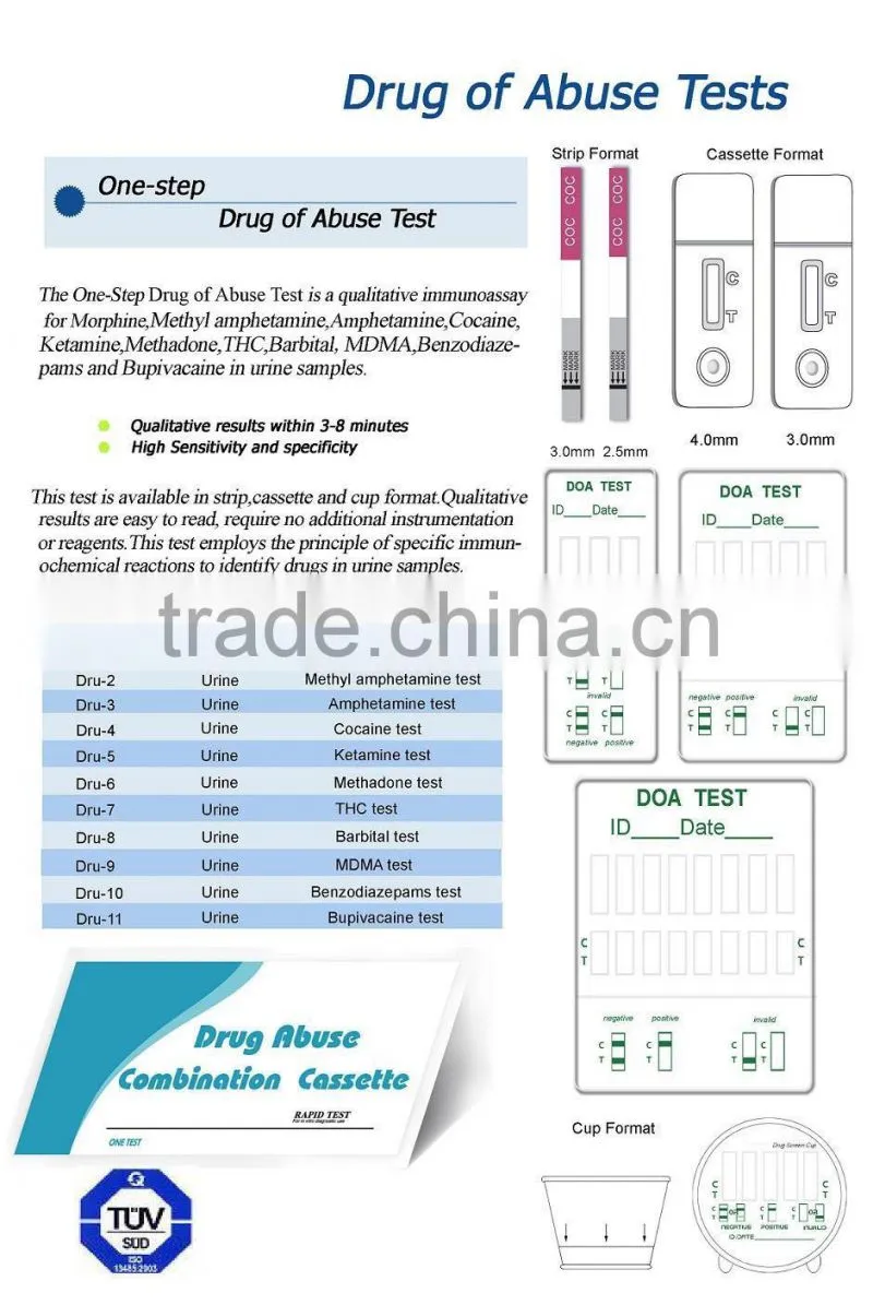 COC/MOR/BZO/PCP/BAR/THC/TCA/OPI/MET/AMP ONE STOP DRUG TEST