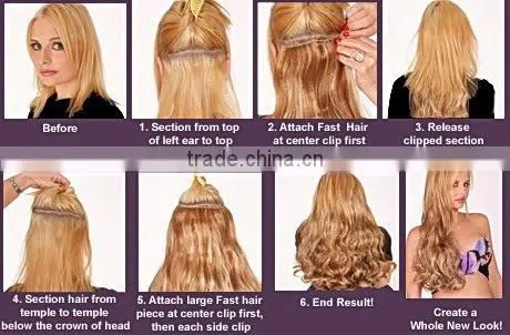Top Quality Easy Clips Hair Extensions Human Hair Remy Clip In Hair Extensions