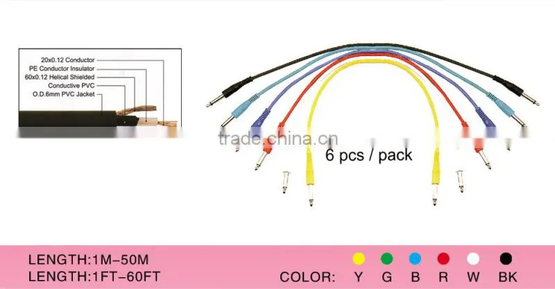 Colorful Guitar patch lead cable for guitar effect pedal
