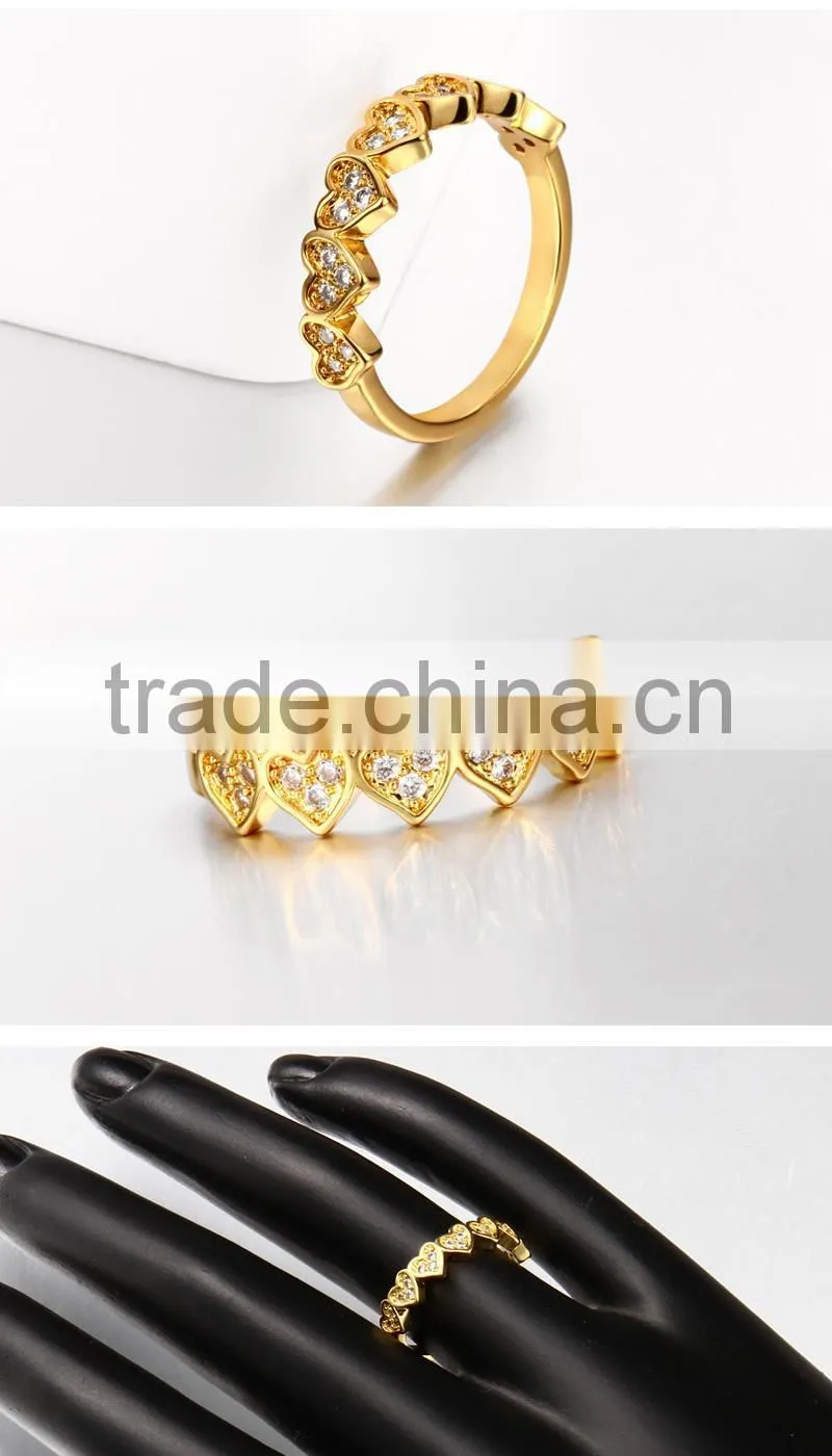 2015 new popular heart pattern light weight gold ring for girls