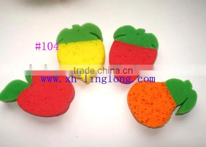 colorful fruit and flower shape cleaning sponge