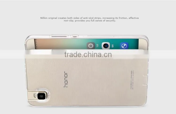 Orginal Nillkin Soft TPU Full Rubber Back Cover for Huawei Honor 7 Clear Gel Case with Dust Plug MT-5370