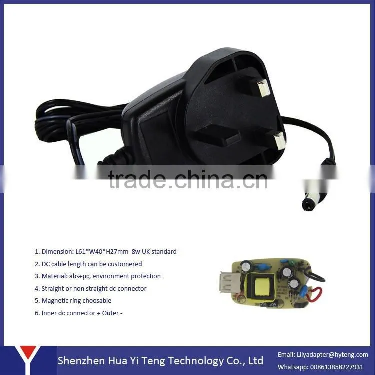 DC Output Type and Plug In Connection AC/DC adapter