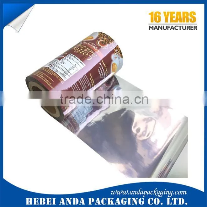 Coffee plastic wrap film printing/packaging coffee bean stand up zipper bag