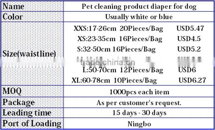 pet cleaning product diaper for dog imported from china
