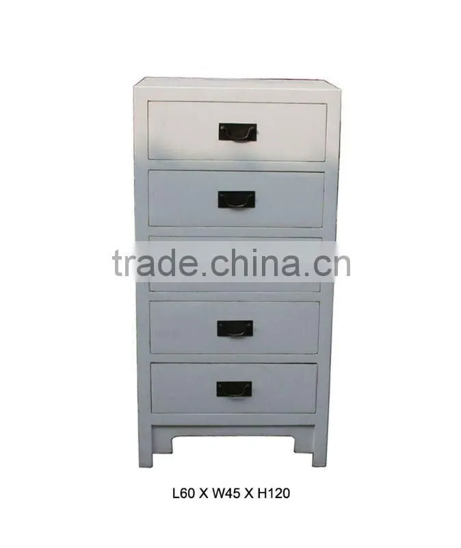 Chinese reproduction white small wooden bedside cabinet