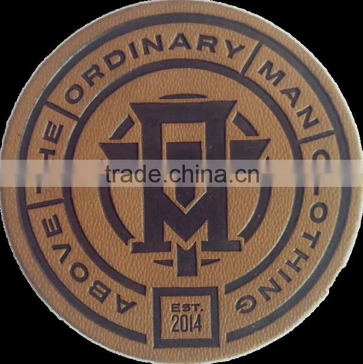 custom debossed embossed pu leather patch for sofa