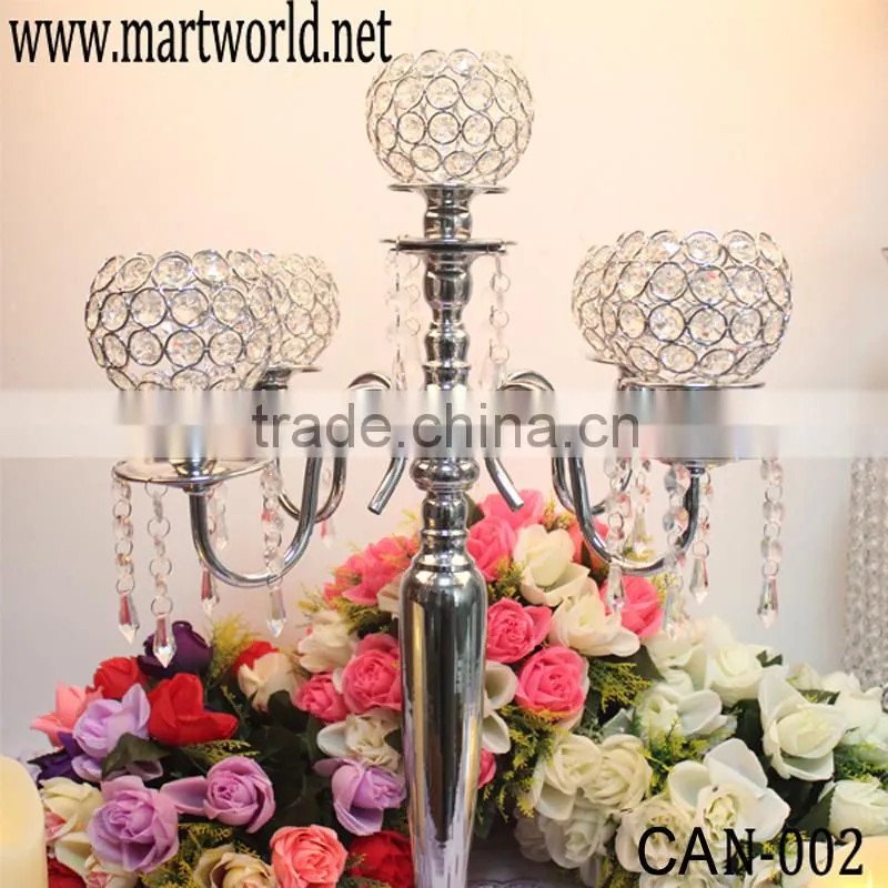 silver fashionable wedding candelabra, candle holders for wedding table center pieces,crystal table center piece(CAN-015)