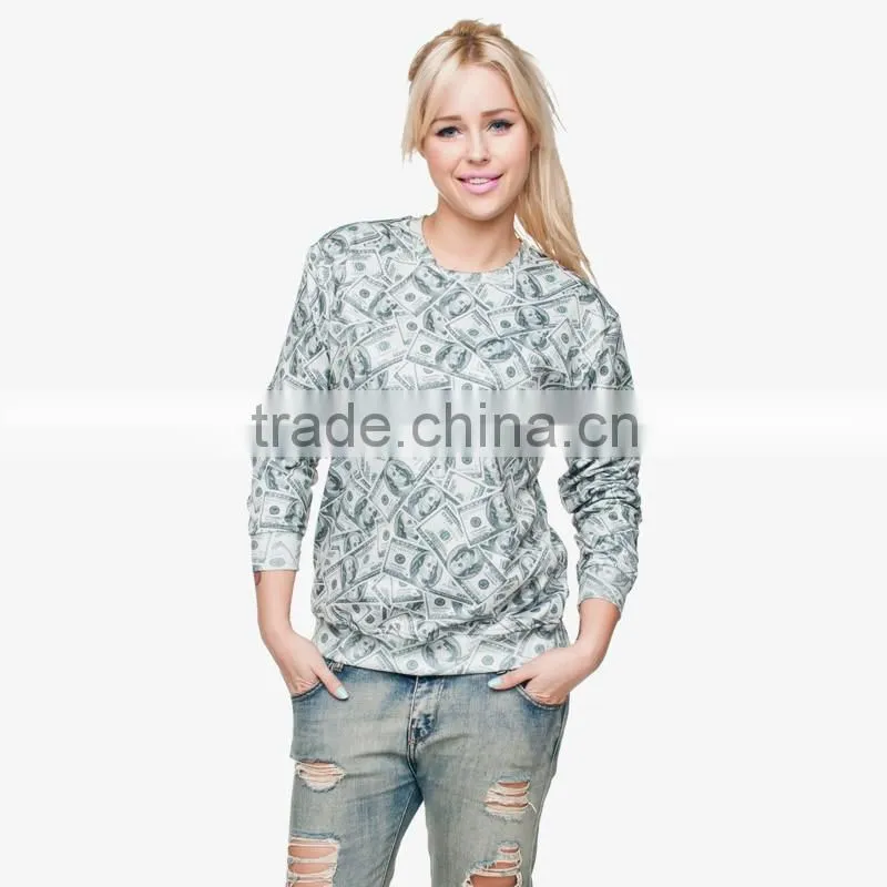 fashion usd money high quality 3d digital print fullprint crewneck sweatshirt spring autumn unisex custom oversized pullover