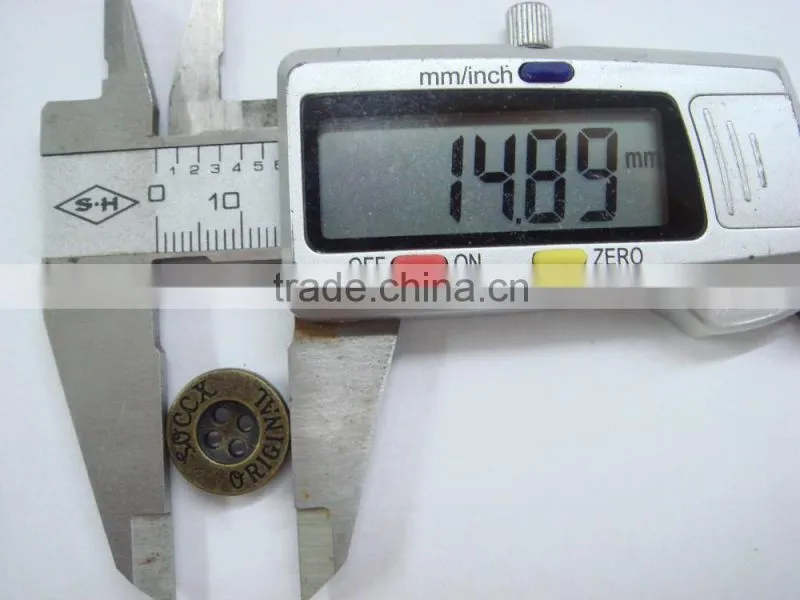 15mm customer logo round 4 holes metal alloy button