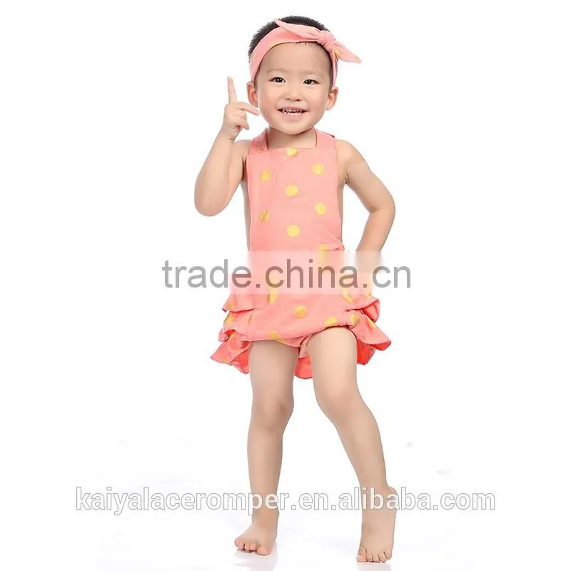 cute pink girls gold polka dot baby clothes bubble bodysuit baby romper