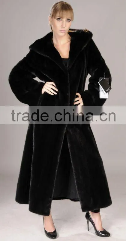 full length black mink fur coat