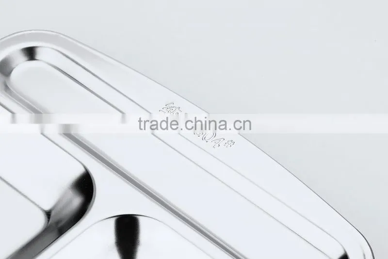 home utensils china 304 stainless steel square compartment dinner plates
