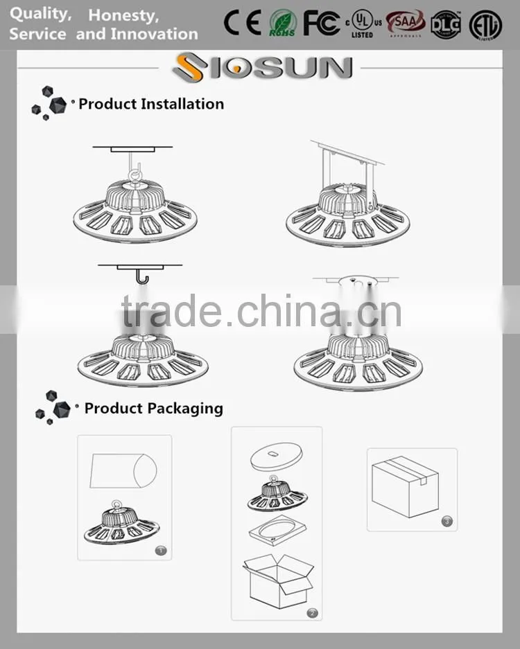 5 years warranty ufo 200w industrial led high bay light