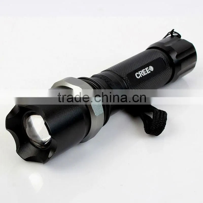 Goread C35 black aluminum high bright zoom Q5 LED 18650 rechargeable flashlight
