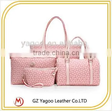 Classical croco ladies handbag set with outside wallet