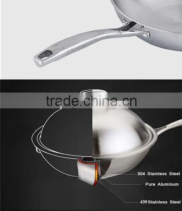 Excellent houseware wok non-stick Tri-ply stainless steel wok