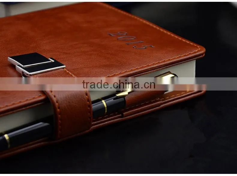 Luxury leather cover note book for business , waterproof notepad