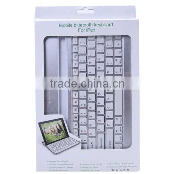 black white Aluminum Bluetooth Wireless Keyboard Case Cover for Apple New iPad 4 3 2+bluetooth wireless keyboard