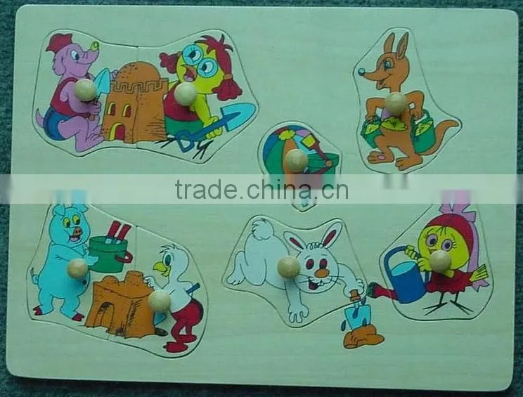 Hot sale educational wooden toys animal peg puzzle