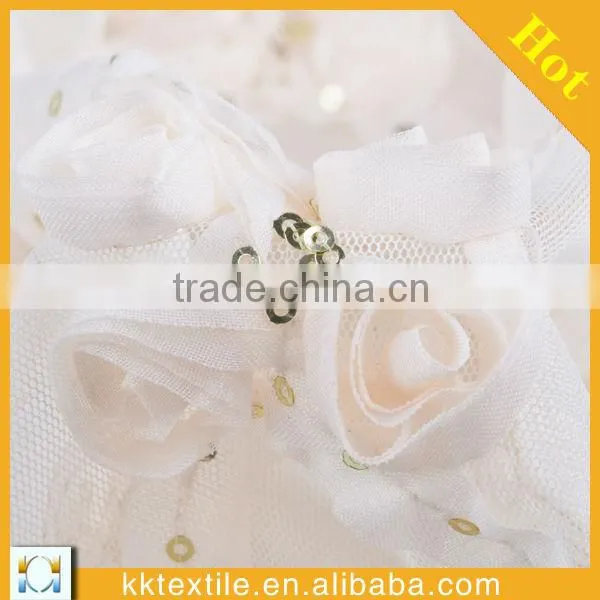 China sequins grenadine chiffon strip twine embroidery lace for wedding dress