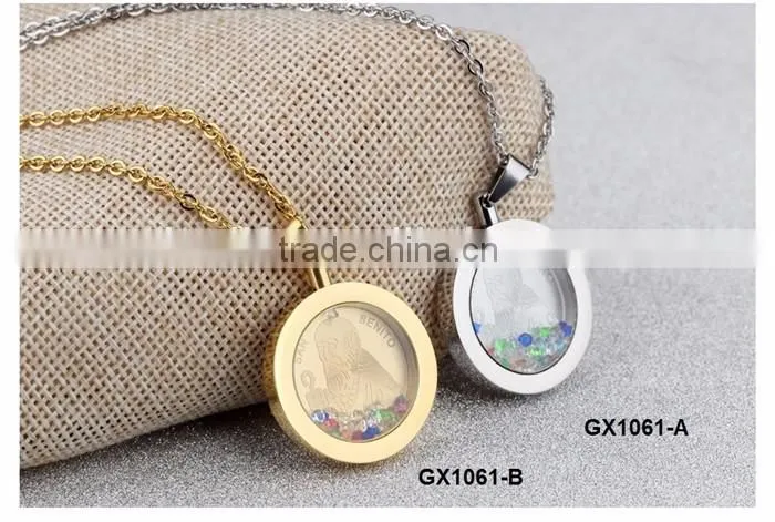 316L stainless steel good quality cubic zircon 24k gold pendant