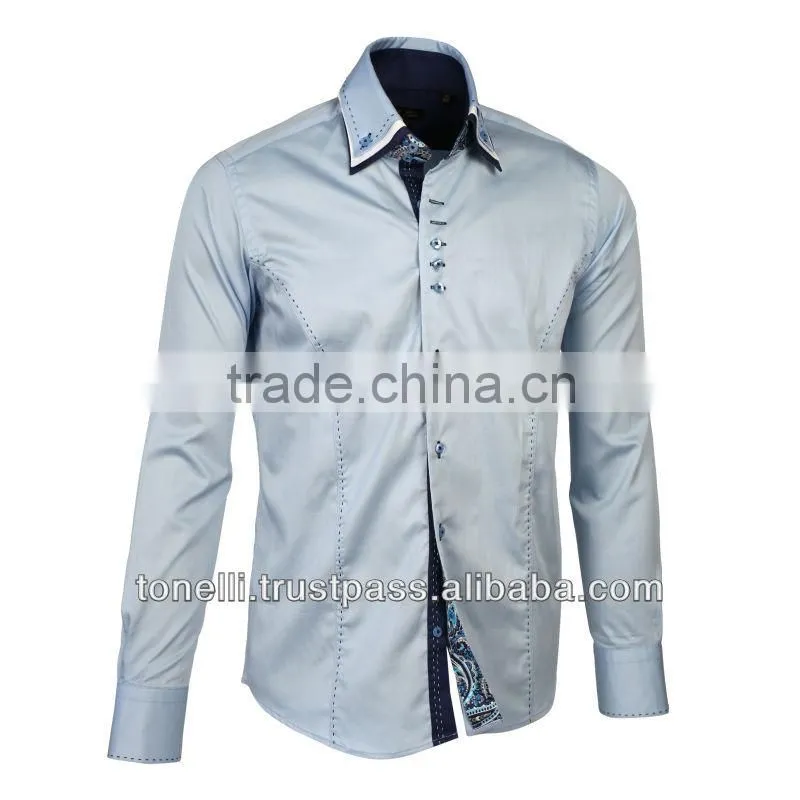 Mens Long Sleeve Pure Cottal Triple Collar Business for Men - Free DHL Express Shipping