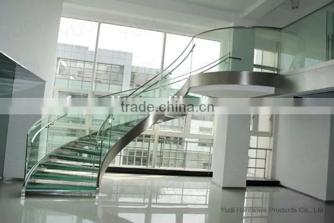 Hot sale Steel glass curved staircase, glass stairs China suppiler --YUDI
