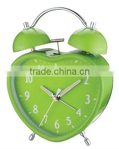 heart shape metal case mechanical alarm clock, desktop clock, Bedside clock, candy color clock
