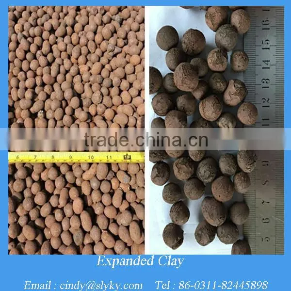 Expanded clay pebbles soil in plant growingbed