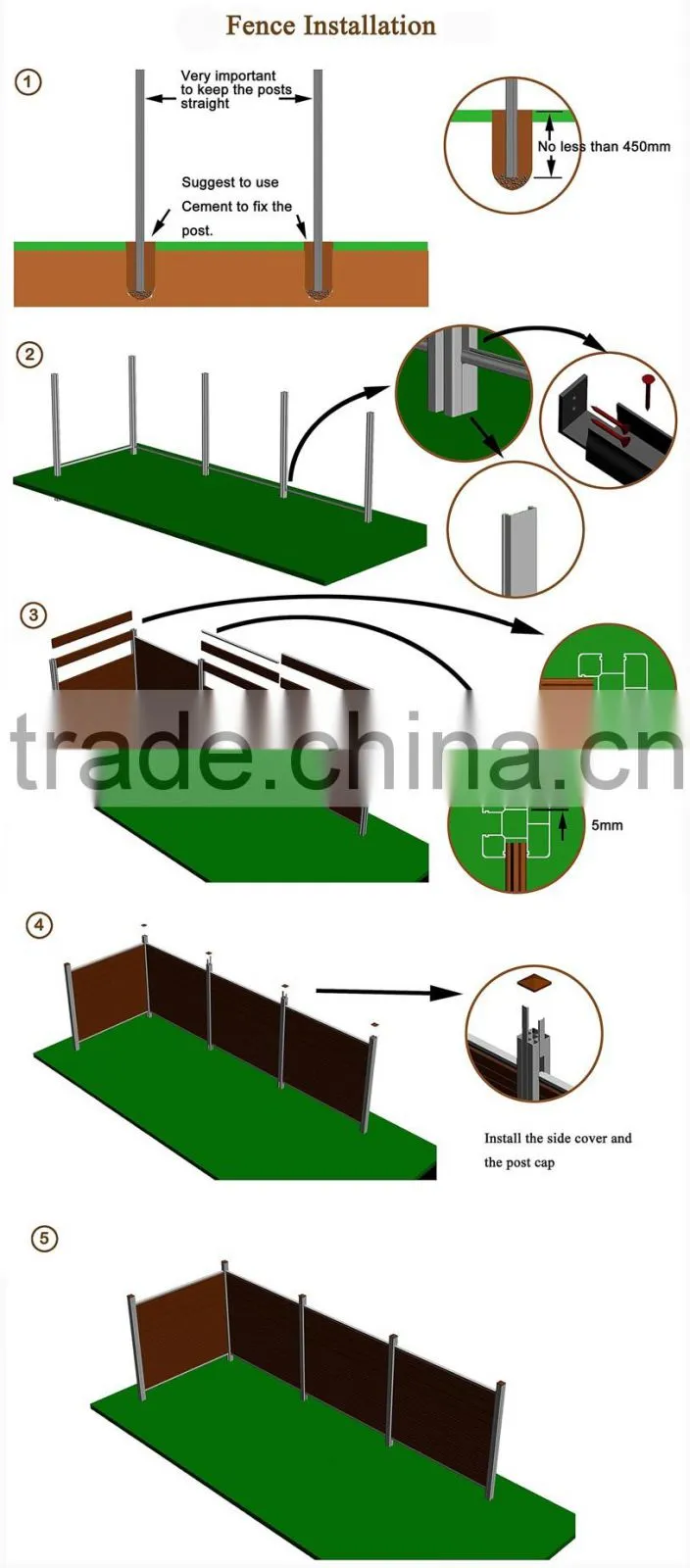 WPC PVC fence wood plastic composite fence